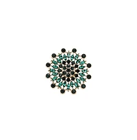 Sohi Women's Green Circular Stone Statement Ring