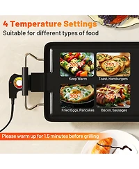 Slickblue Extra Large Electric Griddle with 2 Cooking Surface and Adjustable Temperatures