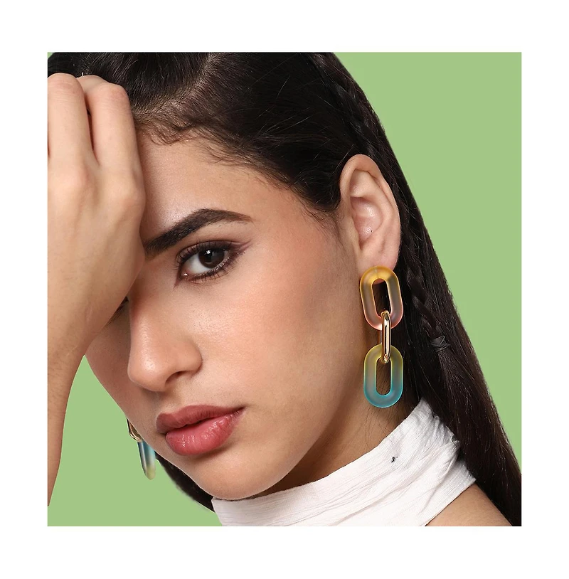 Sohi Women's Gold Ombre Chainlink Drop Earrings