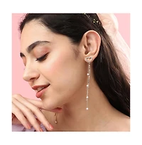 Sohi Women's White Sleek Drop Earrings