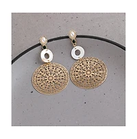 Sohi Women's White Celestrial Filigree Drop Earrings