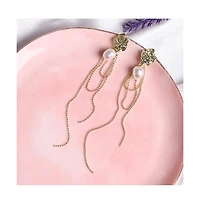 Sohi Women's White Sleek Drop Earrings