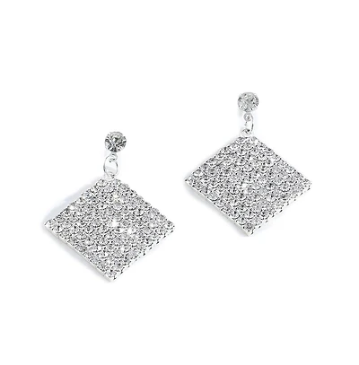 Sohi Women's Silver Bling Drop Earrings