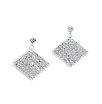 Sohi Women's Silver Bling Drop Earrings