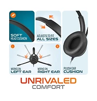 Delton 42Y Usb Headset with Mic, Hi-Fi Stereo Sound, Over-Ear Computer Headset with Noise Cancelling Microphone, In-Line Controls, Compatible with Pc,