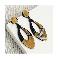 Sohi Women's Black Marquise Halo Drop Earrings