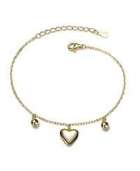14k Gold Plated Heart Bead Charm Bracelet