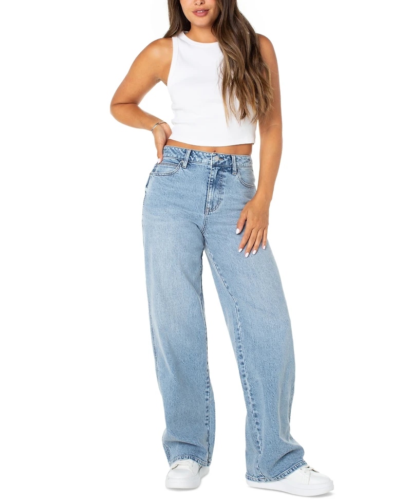 Celebrity Pink Juniors' High Rise Baggy Wide-Leg Curvy Jeans