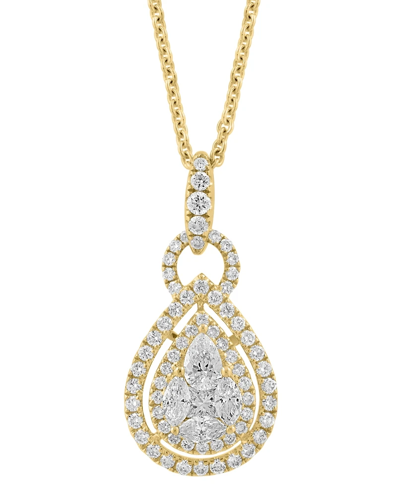 Effy Diamond Mixed Cut Teardrop Halo 18" Pendant Necklace (1 ct. t.w.) 14k White Gold (Also yellow gold)