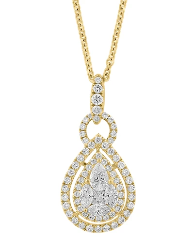 Effy Diamond Mixed Cut Teardrop Halo 18" Pendant Necklace (1 ct. t.w.) 14k White Gold (Also yellow gold)