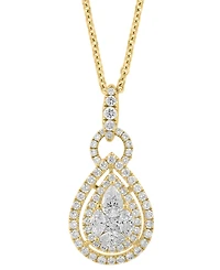 Effy Diamond Mixed Cut Teardrop Halo 18" Pendant Necklace (1 ct. t.w.) 14k White Gold (Also yellow gold)