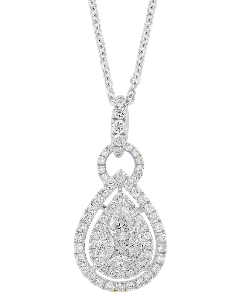 Effy Diamond Mixed Cut Teardrop Halo 18" Pendant Necklace (1 ct. t.w.) 14k White Gold (Also yellow gold)