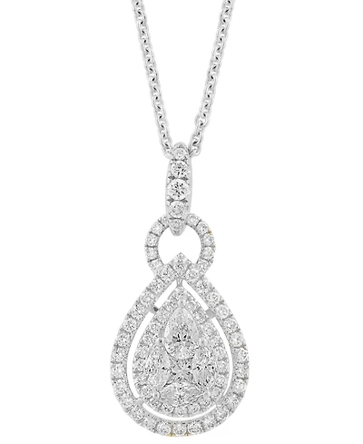 Effy Diamond Mixed Cut Teardrop Halo 18" Pendant Necklace (1 ct. t.w.) 14k White Gold (Also yellow gold)