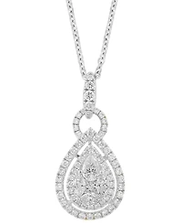 Effy Diamond Mixed Cut Teardrop Halo 18" Pendant Necklace (1 ct. t.w.) 14k White Gold (Also yellow gold)