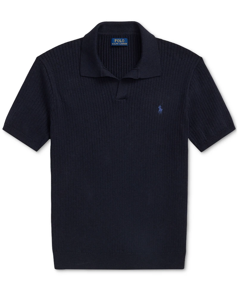 Polo Ralph Lauren Men's Rib-Knit Cotton Polo-Collar Sweater