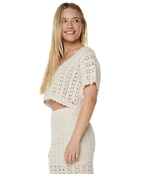 Roxy Juniors' Sea Swirl Crochet Cotton Top