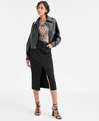 Guess Women's Bernardette Asymmetrical-Neck Long-Sleeve Top