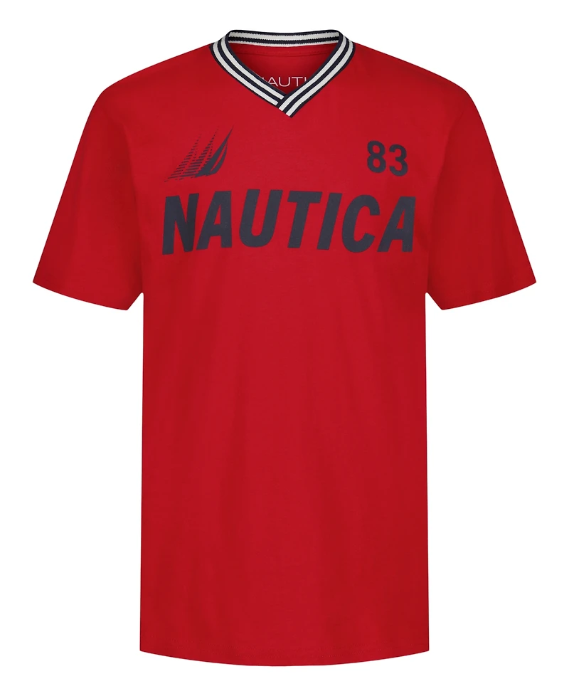 Nautica Big Boys V-Neck Logo Short Sleeve T-Shirt