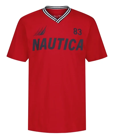 Nautica Big Boys V-Neck Logo Short Sleeve T-Shirt