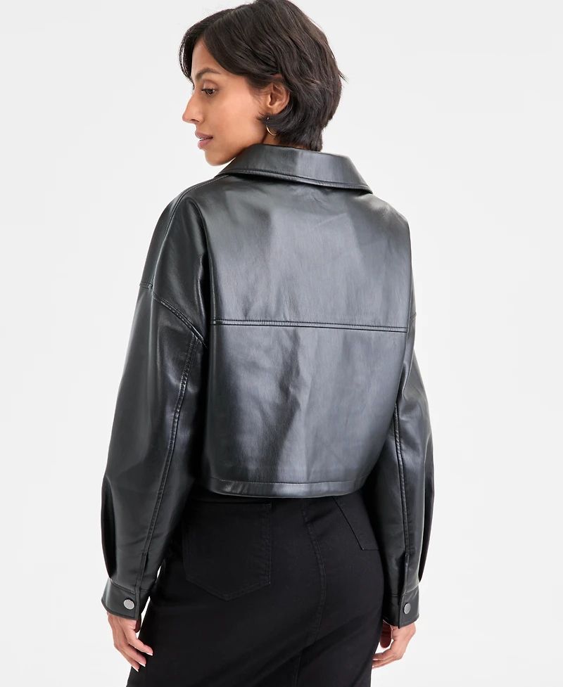 Guess Women's Flaminia Cropped Faux-Leather Jacket