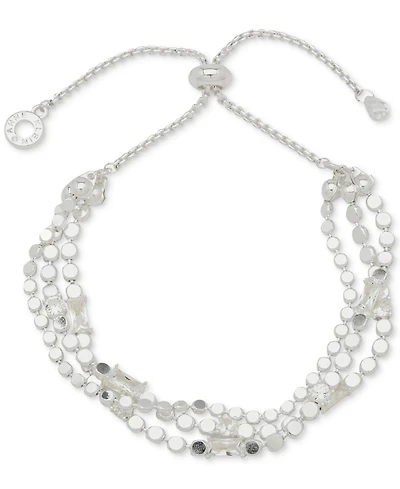 Anne Klein Metal-tone Flat Chain & Stone Slider Bracelet