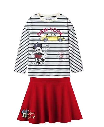 Disney Toddler and Little Girls 2-Piece Minnie New York T-Shirt Skirt Set