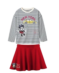 Disney Toddler and Little Girls 2-Piece Minnie New York T-Shirt Skirt Set