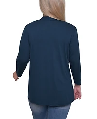 Ny Collection Women's Solid 3/4 Sleeve Cardigan Sweater