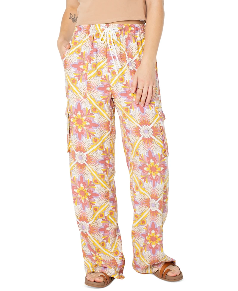 Roxy Juniors' Precious Cargo Printed Wide-Leg Pants