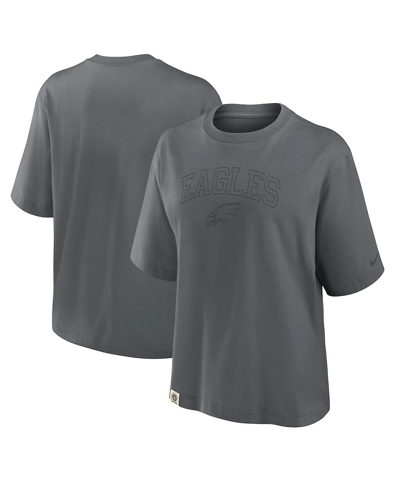 Nike Women's Charcoal Philadelphia Eagles Glory Arch Boxy T-Shirt