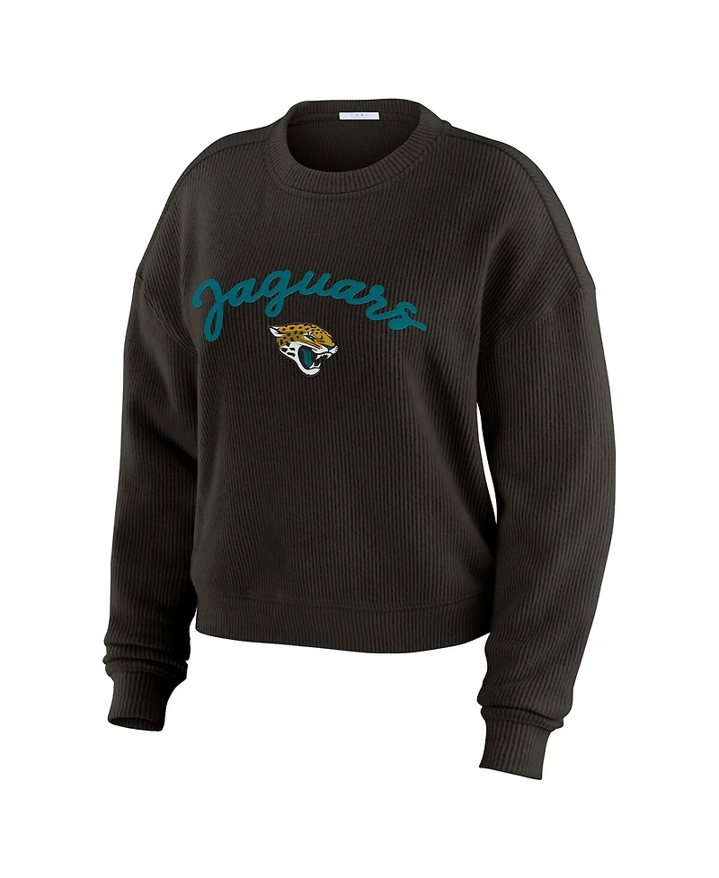 Wear by Erin Andrews Women's 2-Piece Cream Jacksonville Jaguars Plus Size Knitted Tri-Blend Long Sleeve T-Shirt and Pants Lounge Set