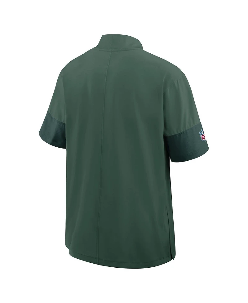 Nike Men's Green Bay Packers Sideline Short Sleeve Quarter-Zip Performance Coach Jacket