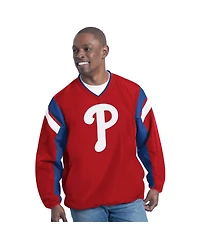 G-iii Sports by Carl Banks Men's Red Philadelphia Phillies Double Coverage V-Neck Pullover Sweatshirt