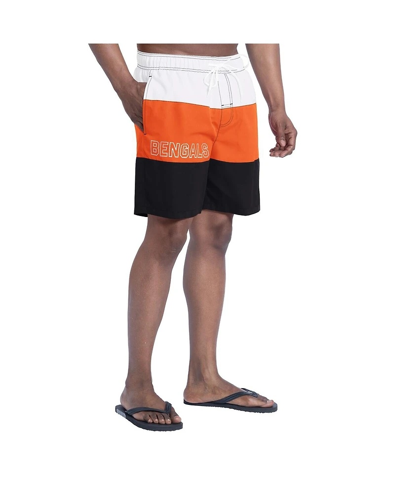 G-iii Sports by Carl Banks Men's Black/Orange Cincinnati Bengals Sunrise Volley Swim Shorts