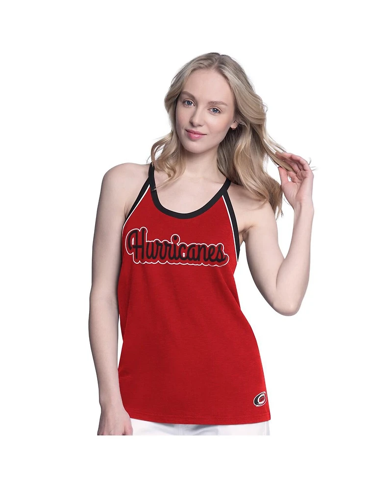G-iii 4Her by Carl Banks Women's Red Carolina Hurricanes Curveball Racerback Scoop Neck Slub Tank Top