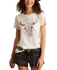 Lucky Brand Women's Steer Skull Crewneck Tee