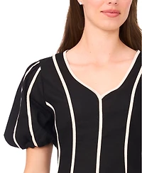 1.state Women's Piped Short-Sleeve Fit & Flare Dress