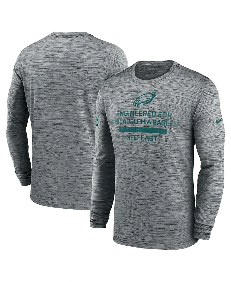 Nike Men's Gray Philadelphia Eagles Sideline Velocity Performance Long Sleeve T-Shirt
