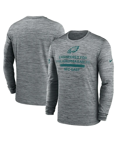 Nike Men's Gray Philadelphia Eagles Sideline Velocity Performance Long Sleeve T-Shirt