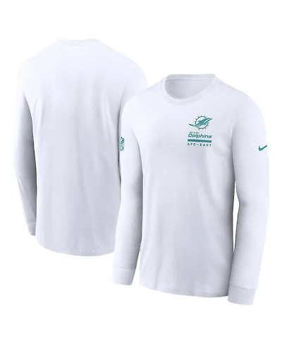 Nike Men's White Miami Dolphins Sideline Performance Long Sleeve T-Shirt