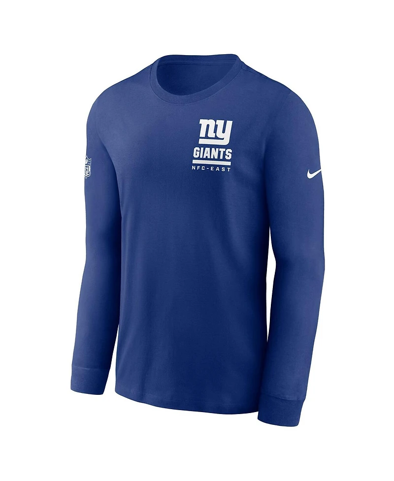 Nike Men's Royal New York Giants Sideline Performance Long Sleeve T-Shirt