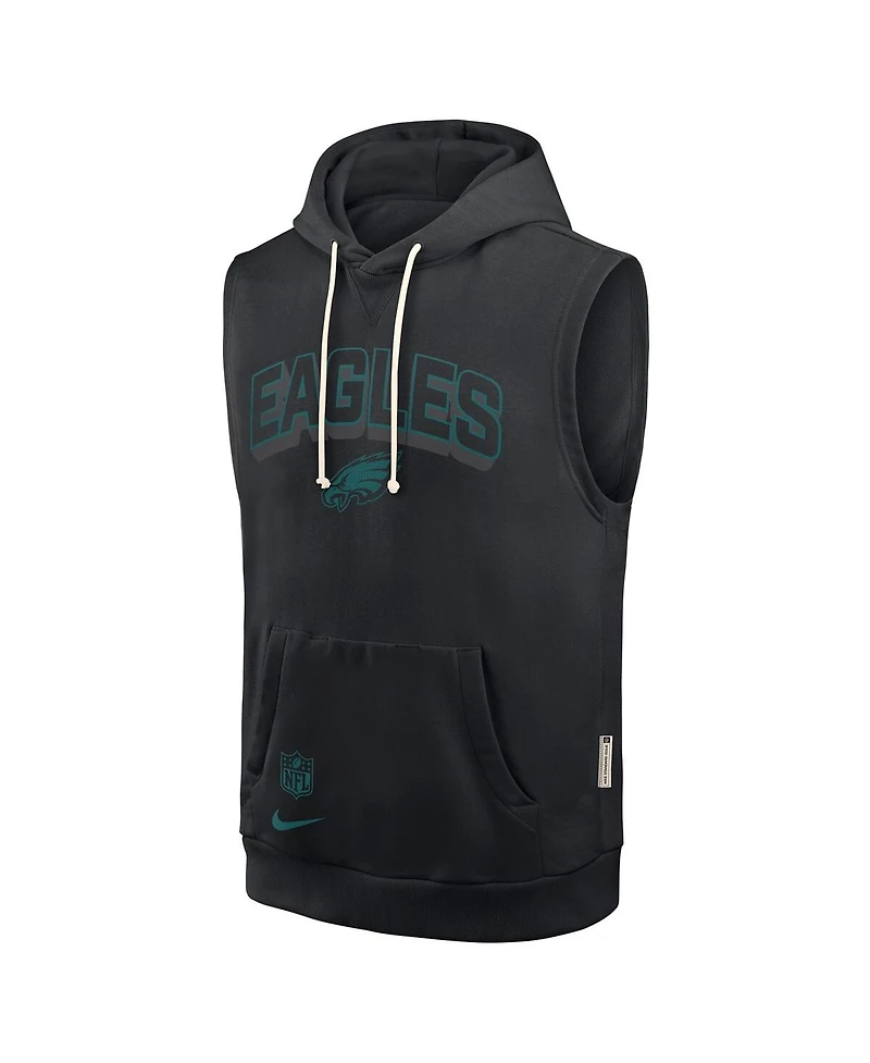 Nike Men's Black Philadelphia Eagles Sideline Performance Sleeveless Pullover Hoodie
