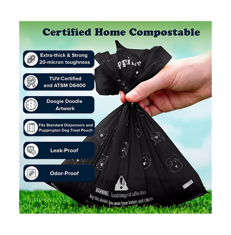 Puppington Walk Star Kit: 3-in-1 Dog Walk Bag & Bowl plus Matching 270 Refill Dog Poop Bags