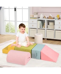 Slickblue Kids 6-Piece Climbing Blocks with 30D High-Density Foam and Carrying Handles