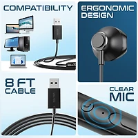 Delton 10E Usb A Wired Computer Headset with Microphone, 8ft Cord (DWH10E)
