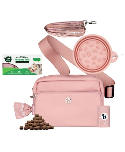 Walk Star Kit: 3-in-1 Dog Bag, Bowl, & Leash plus Matching 90 Refill Poop Bags
