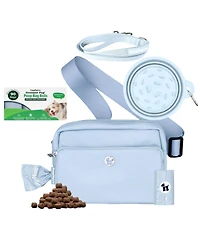 Walk Star Kit: 3-in-1 Dog Bag, Bowl, & Leash plus Matching 90 Refill Poop Bags