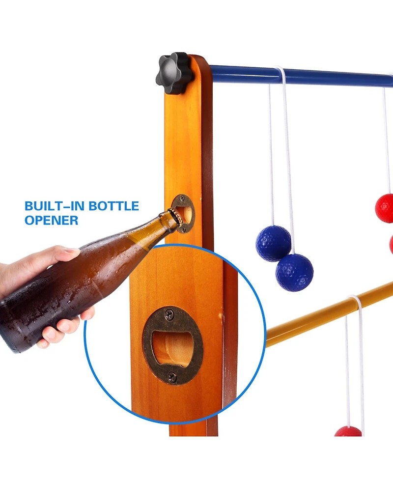 Gse Games & Sports Expert Premium Solid Wood Ladder Ball Toss Game Set with Ladder Ball Bolas & Carrying Case