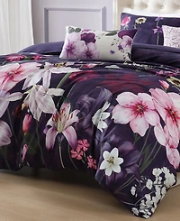 Bebejan Morning Glory Bedding 100% Cotton Sateen 5 Piece King Size Reversible Comforter Set