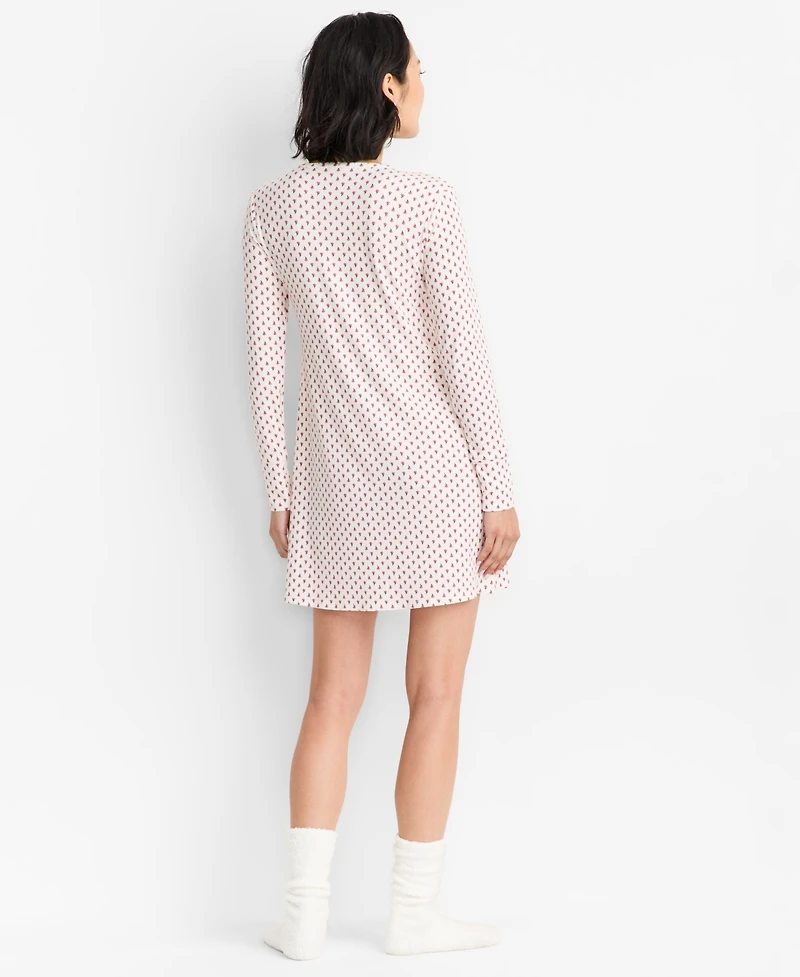 State of Day Women's Heather Rib-Knit Henley Sleepshirt, Macy's Exclusive